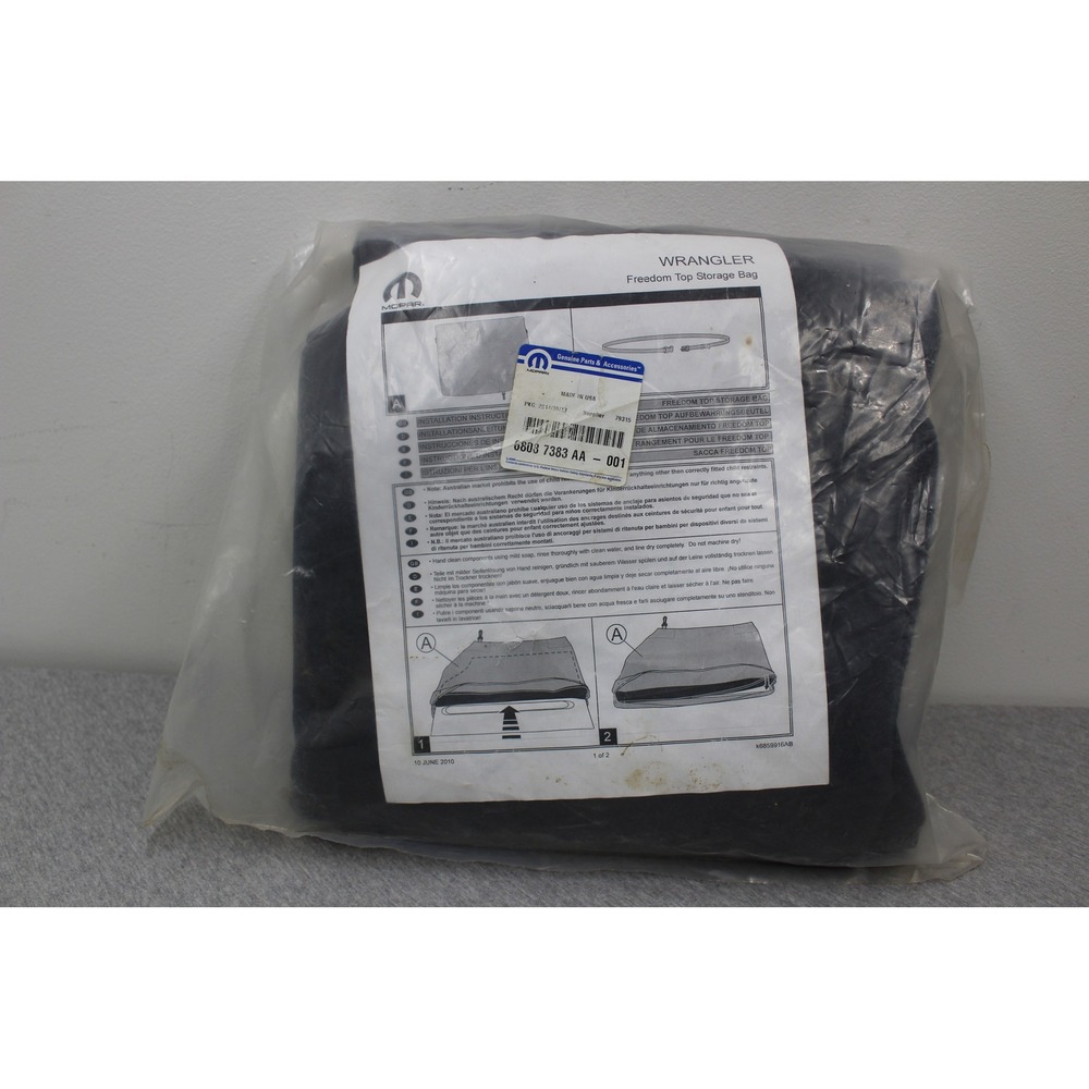 Mopar Jeep Wrangler Freedom Top Storage Bag Black 68037383AA-001 OEM New